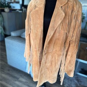 Vintage Tan Suede Fringe Leather Jacket